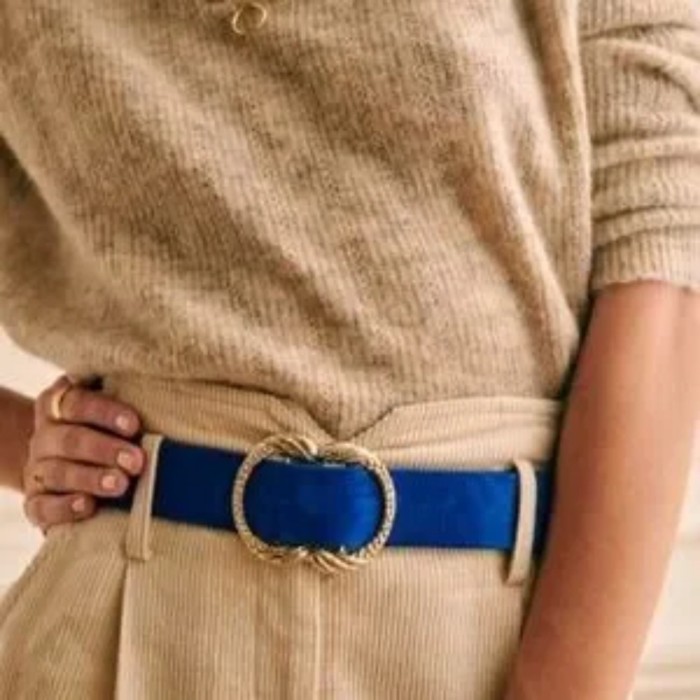 Sezane Royal Blue Belt with Gold Buckle